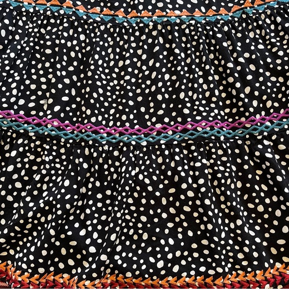 Perfectly Priscilla Black & White Polka Dot Multi-colored Tiered Ric-Rac Top 3X - Picture 4 of 9